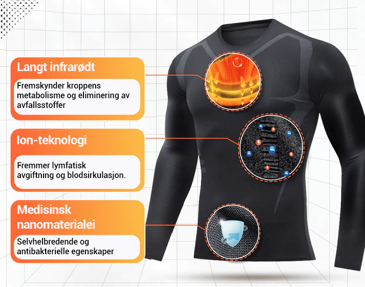 Far-infrarød magnetisk turmalin-undertrøye for herrer